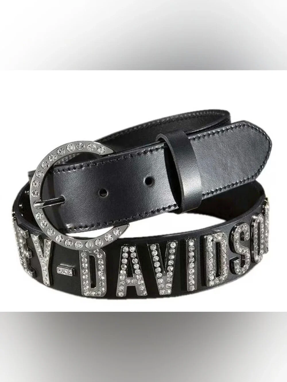 Harley-Davidson Women's Black Sparkling Crystal Logo Belt.  Cool Very Chic